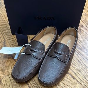 Prada men’s dark brown leather loafers size 9.5